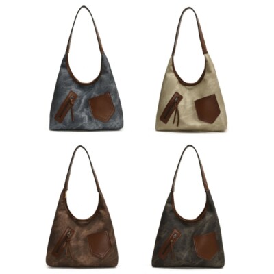 Retro Armpit Bag for Women Large Capacity Shoulder Bag PU Leather Commuting Bag