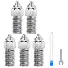 ELEGOO 5pcs Hardened Steel Nozzle Kit for Neptune 43D Printer 0.2/0.4/0.6/0.8mm