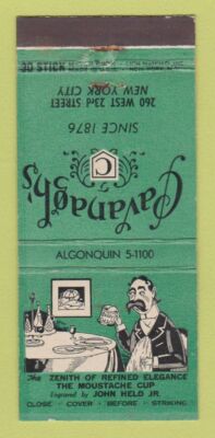 Matchbook Cover - Cavanagh's Restaurant New York City 30 Stick