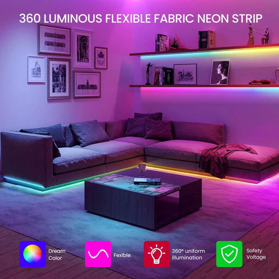 360° Runde Neon LED Strip Streifen RGB 5V WS2812B Wasserdicht Schlauch Lichtband - Bild 3 von 4