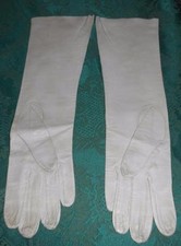 Vintage 15" Grey Kid Gloves Saks Fifth Avenue Made in France Size 7-1/2 Washable