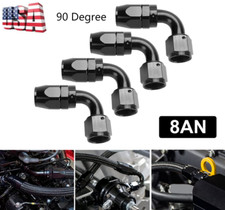 4X Swivel Hose End Fitting Adaptor 90Degree For Oil Fuel Line Aluminum Black 8AN