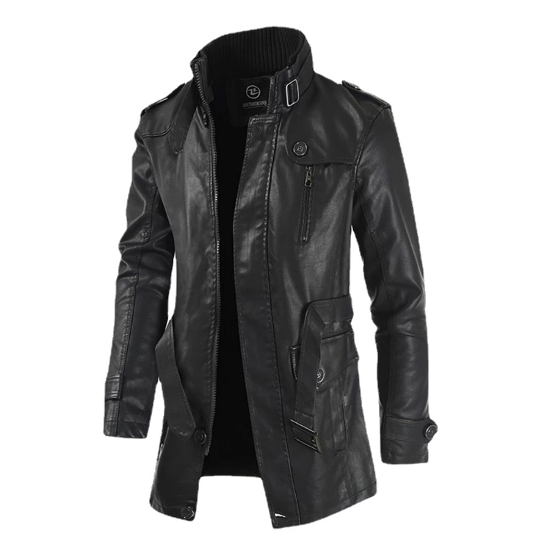 2023 Men's PU Leather Street Coat Fleece-Lined Casual Jacket