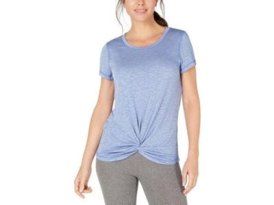 Ideology Top Twist Detail Athletic Gym Fitness Heathered Blue Sz S NEW NWT 900