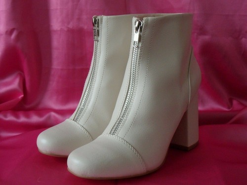 Vintage 60s Style Ivory Zip Front Faux 