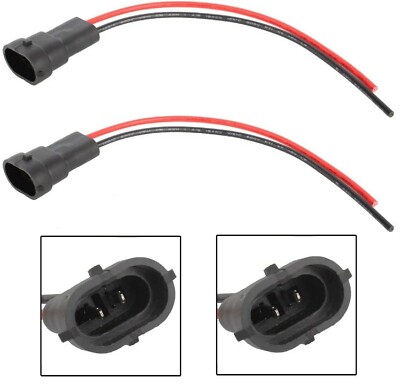 Wire Pigtail Male H11 Two Harness Head Light Low Beam Bulb Connector Repair