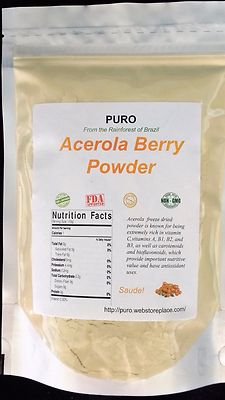 Acerola Cherry 8oz SUPERFOOD Brazilian Freeze Dried Powder  VITAMIN C PURO 