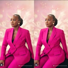 New Hot Pink Women Suits Formal Business Office Work Wedding Party Ladies Outfit