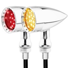 Motorcycle Rear Turn Signals with Brake Running Light SMD LED Chrome-Rear