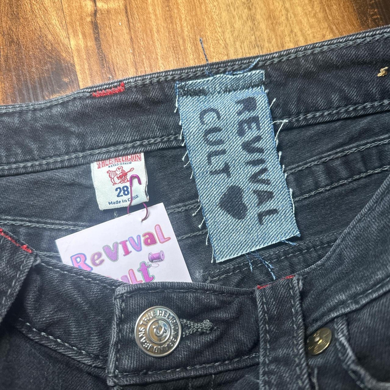 True Religion patchwork black distressed denim Y2… - image 3