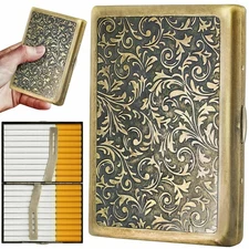 roygra Cigarette Case, Spring Switch 20 Capacity Holder Case Gold 