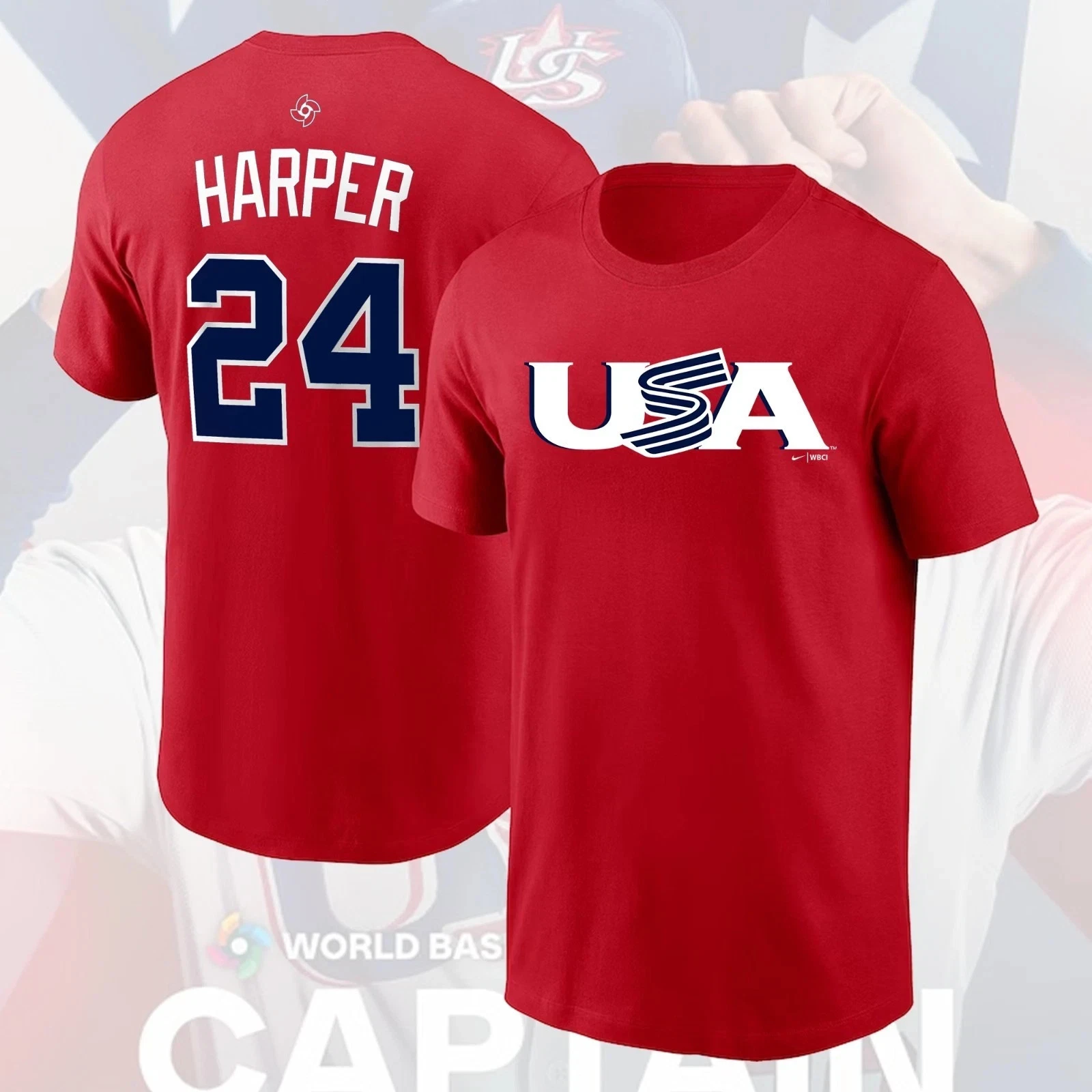 Bryce Harper #24 USA Team 2026 World Baseball Classic Name & Number All Size