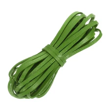 Flat Leather Cord, 5.5 Yard 4mm Leather String Strips for DIY Crafts Grass Green