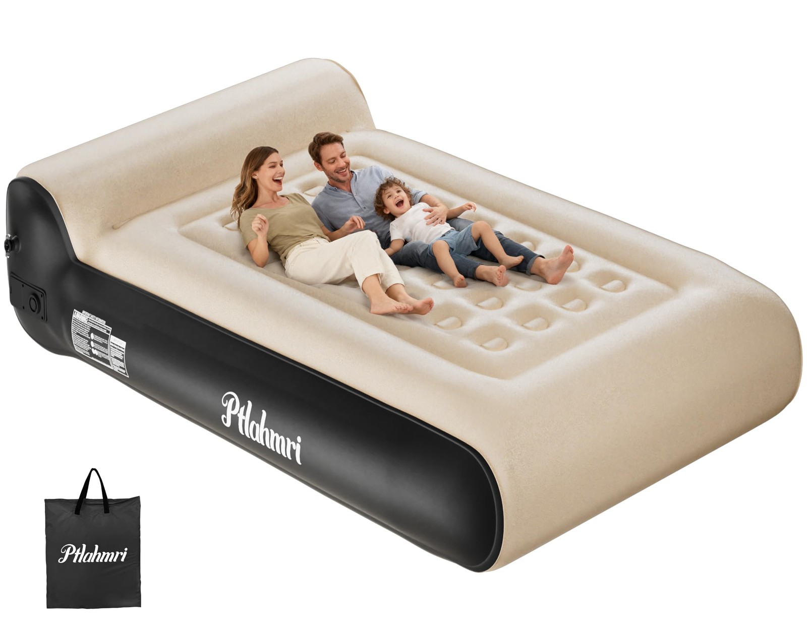 Queen Air Mattress Full with Built in Pump16 Comfort Flocking Black
