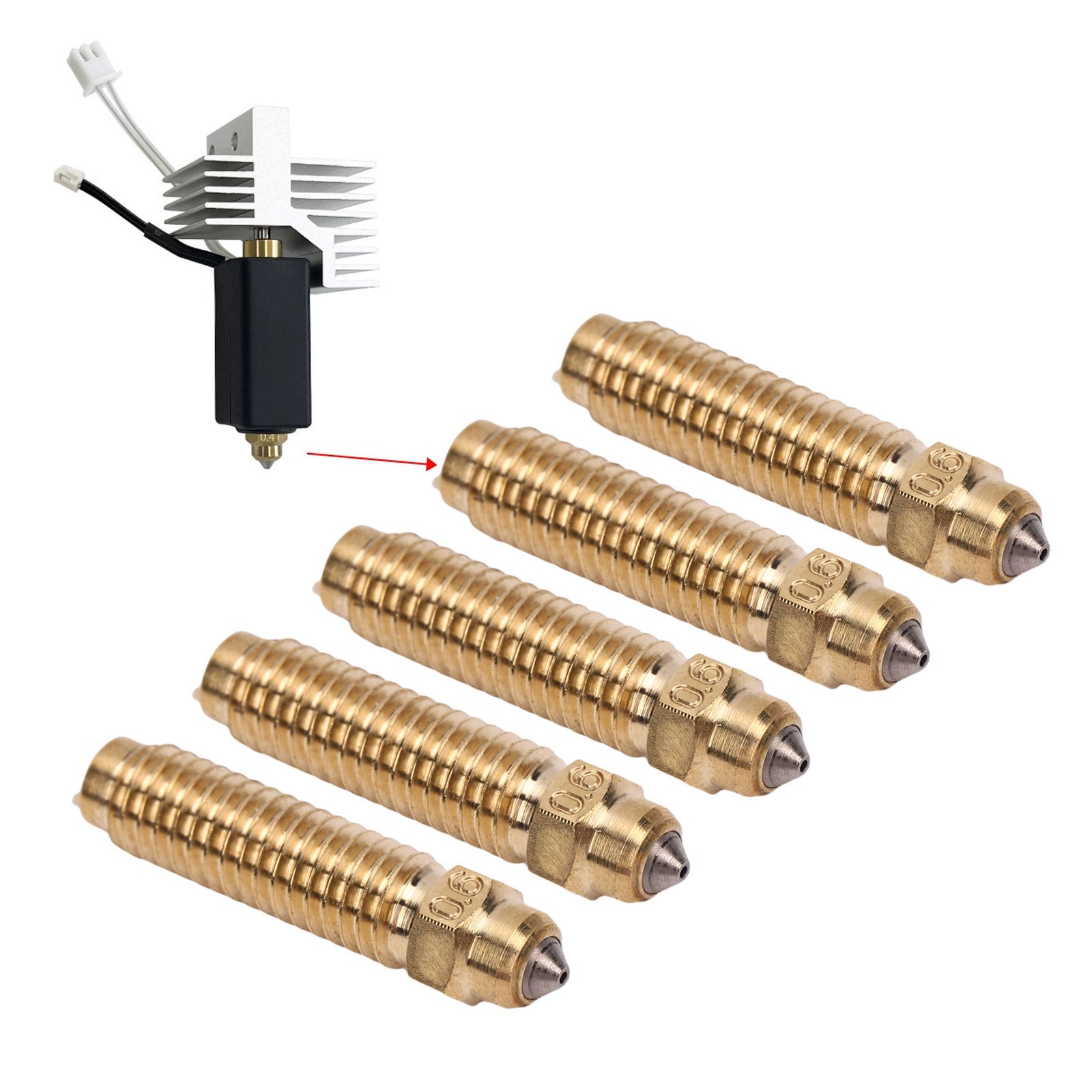5PCS Bimetal Nozzle Replacement For Carbon 3D Printer 0.6mm