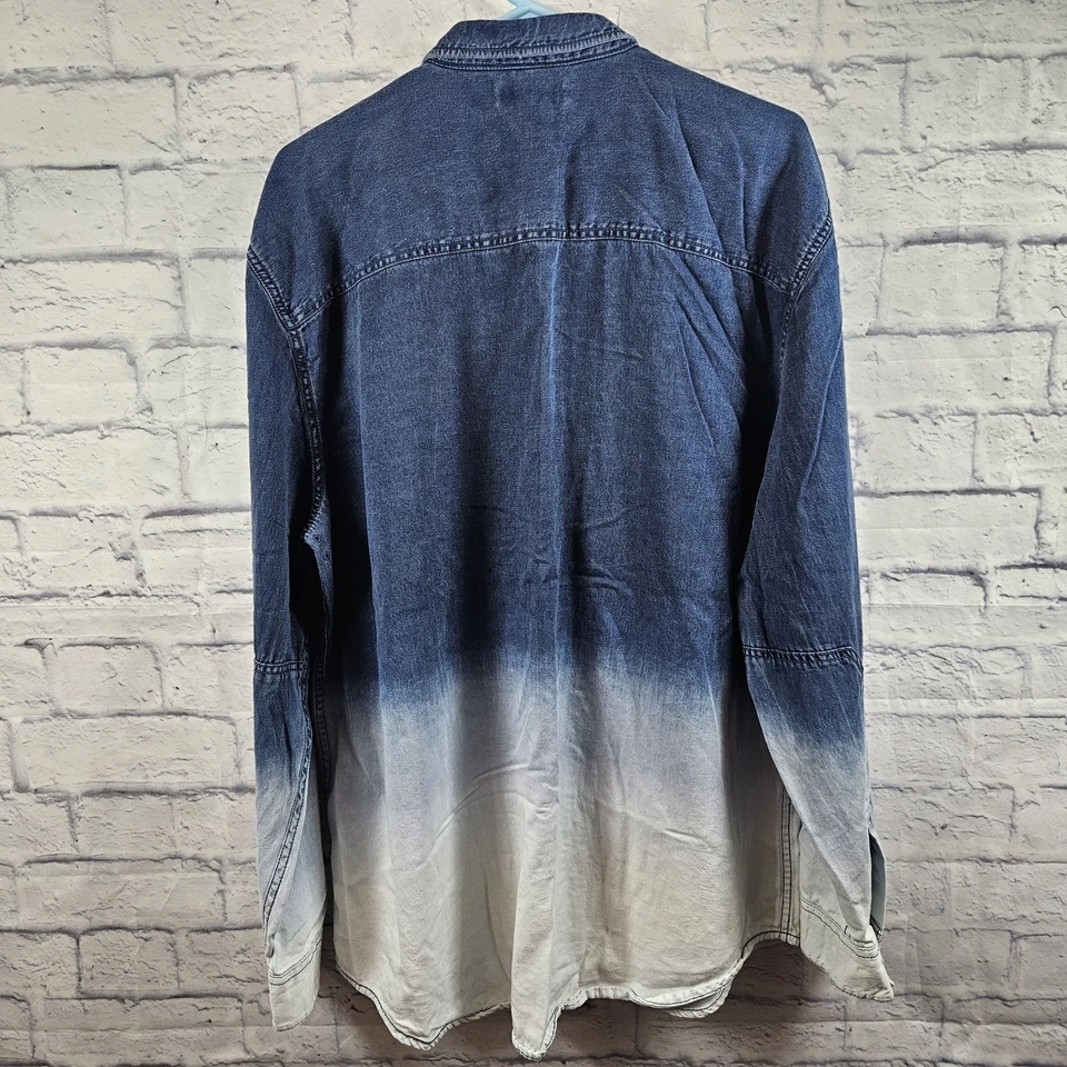 Мужская дубовая джинсовая рубашка с карманами на груди с длинным рукавом William Rast, индиго, XXL - Изображение 4 из 4