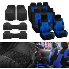 3-row SUV VAN Blue Seat Covers 8 Seaters with Black Floor Mats Toyota Ford GMC