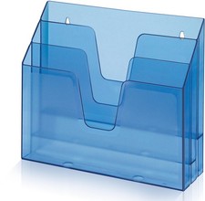 Clear Blue Horizontal Triple File Folder Holder Organizer for Desktop, Office