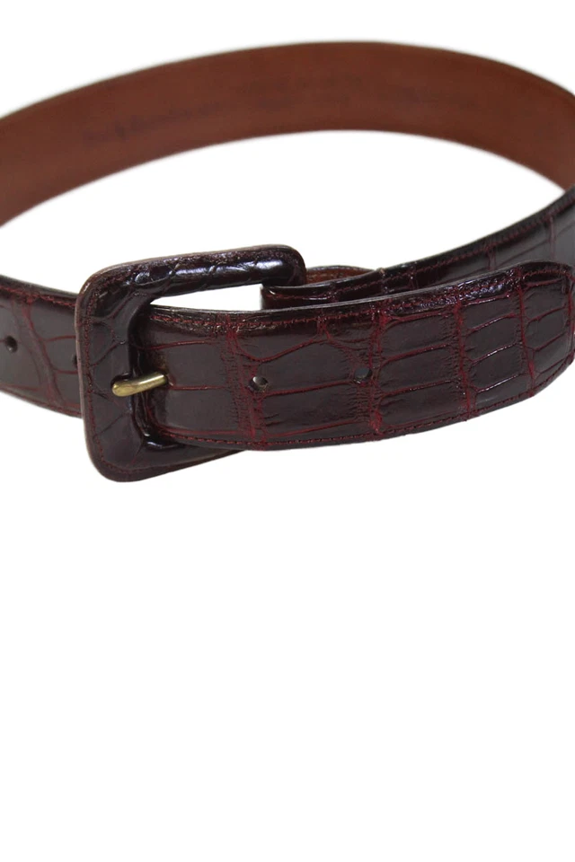 Классический женский ремень Polo Ralph Lauren из аллигаторской кожи с пряжкой темно-бордовый размер 2 евро - Изображение 2 из 4