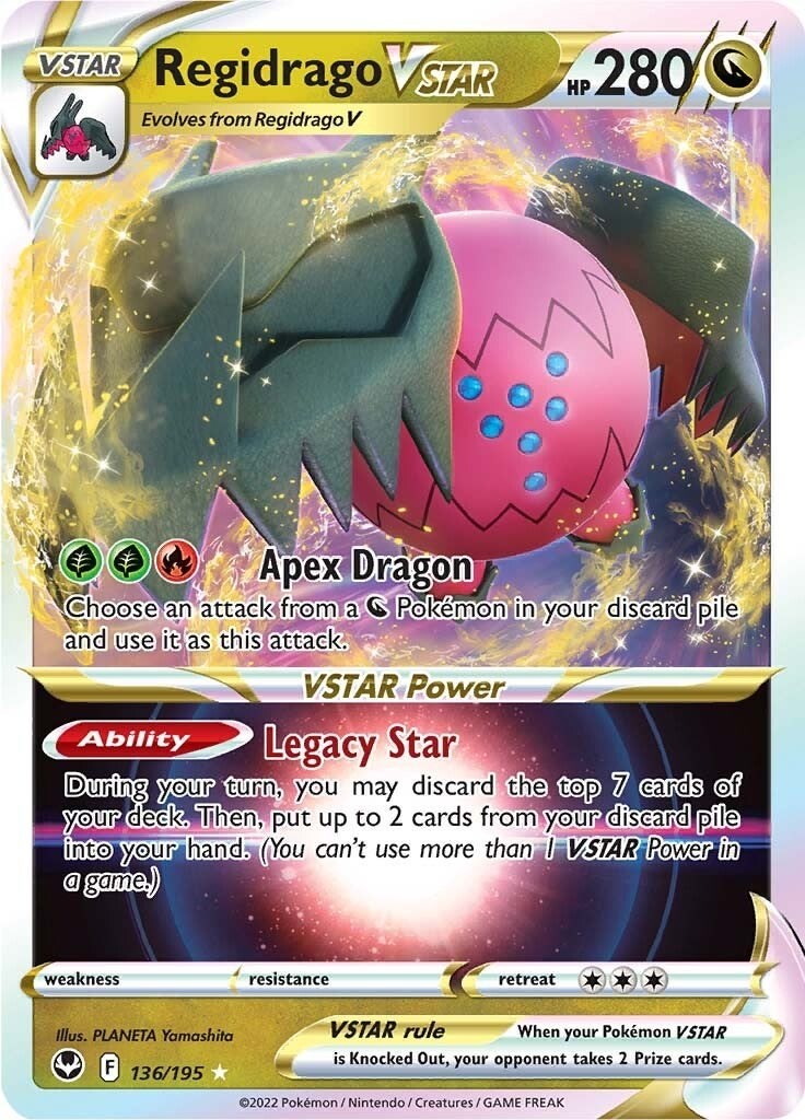 Regidrago VSTAR 136/195 Ultra Rare SWSH12: Silver Tempest Pokemon Holofoil Ne...