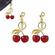 2 Cherry Handbag Charms cherry keychain accessories purse charms luggage char...