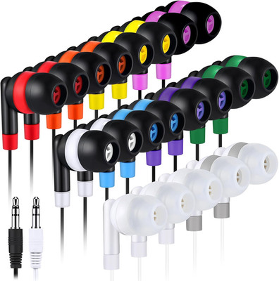 100 Pack Wired Earbuds Bulk for Classroom Ear Headphones Wired Basic Student Ear