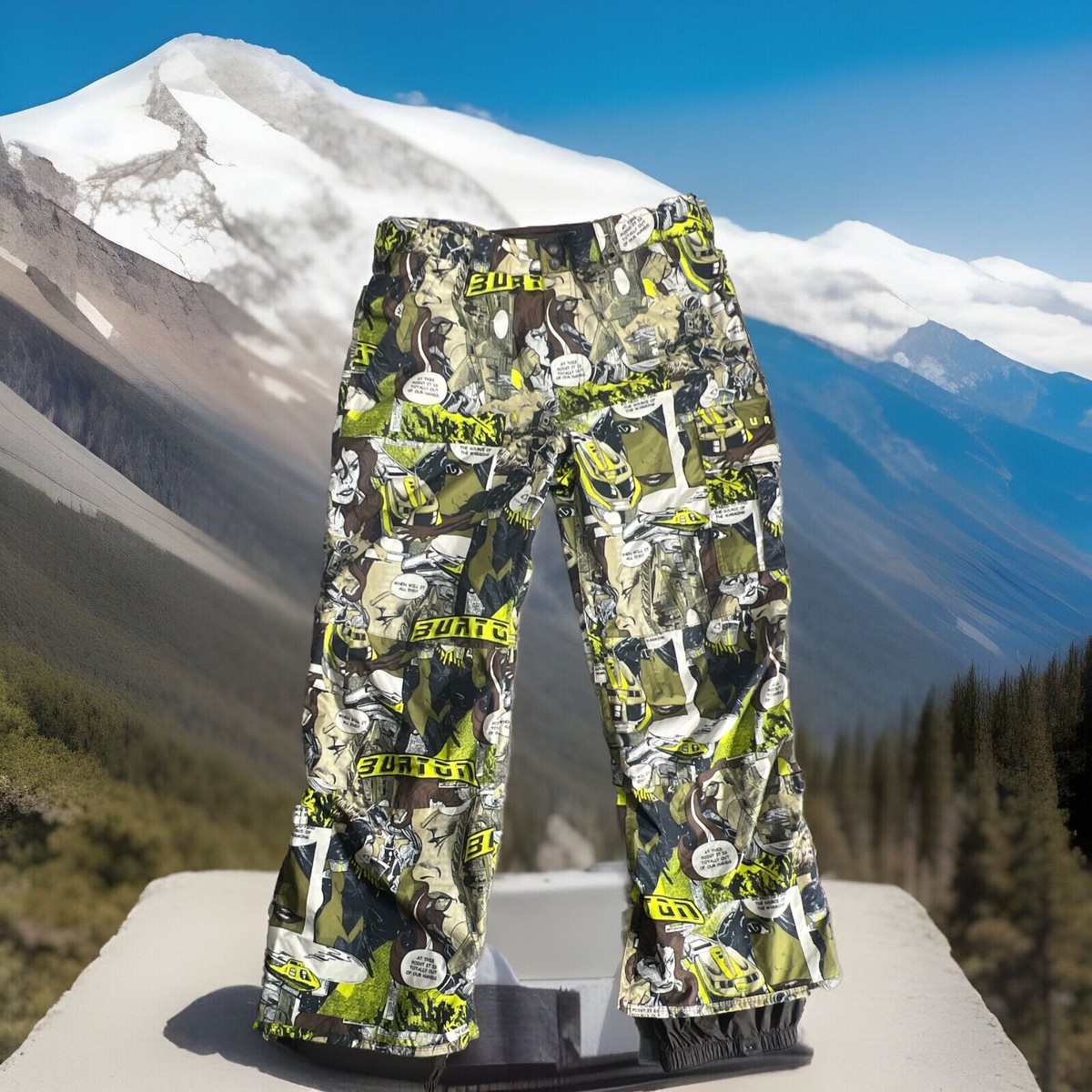 BURTON スノーボードパンツ 派手カモ柄 Mサイズ【E-31】 Burton Pants Poacher Comic Ski Dryride Mocha Comic Snowboard Green