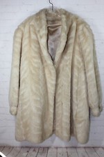 Cheyenne by Hillmoor 1970's Cream Faux Fur Coat w/Silk inside Lining