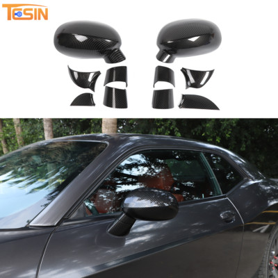 Carbon Fiber Rearview Mirror Decor Cover Trim Shell For Dodge Challenger 2009-23