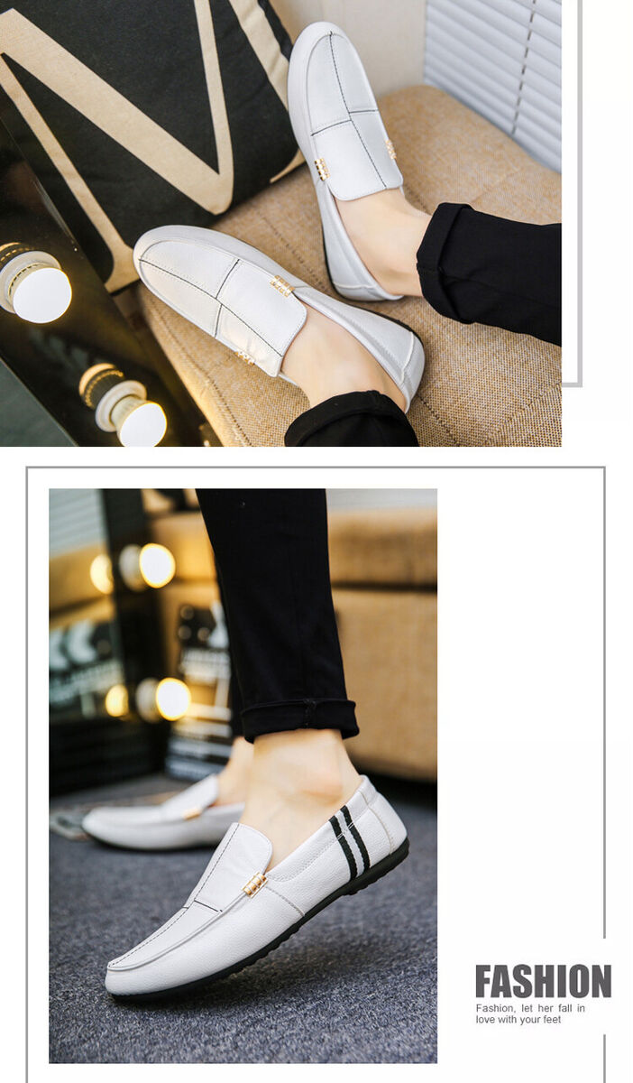 contrabando saber ir a buscar Mocasines De Cuero Para Hombres Zapatos Náuticos Elegante Sin Cordon Lujo  Marca | eBay