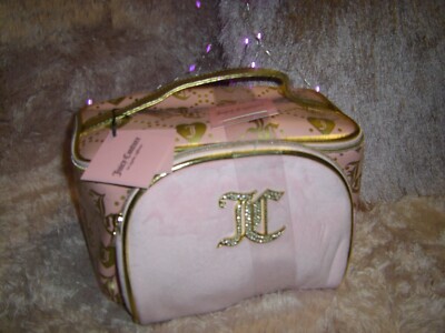 Juicy Couture Travel Cosmetic Bags Pink/Gold JC Logo + Water