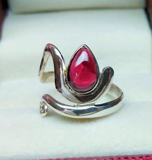 925 Sterling Silver Red Garnet Ring Gemstone Handmade Ring Fine Jewelry R23