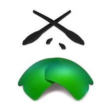 Walleva Emerald Polarized Lenses Black Rubber Kit For Oakley Flak 2.0 XL OO9188