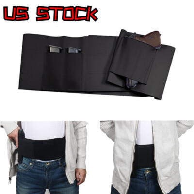 Tactical Belly Band Holster Concealed Carry Pistol Gun Pouch Elastic Girdle Belt