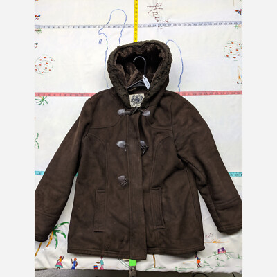 Women's XL Espirit Hooded Suede & Faux Leather Coat