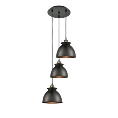 Innovations Adirondack 3Lt Cord Multi Pendant, BKB/Black - 113B-3P-BAB-M14-BK