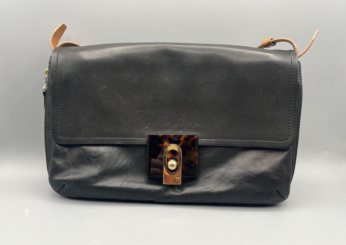 Lanvin Paris Women Purse Shoulder Bag Black Lambskin Leather