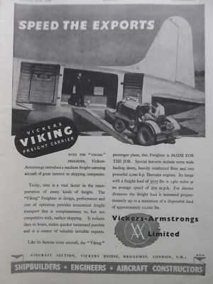 1/1948 PUB VICKERS ARMSTRONGS VIKING FRACHTER TRAKTOR ORIGINAL ANZEIGE