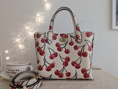 Coach Willow Tote 24 with Cherry Print [Brass/Chalk] CA111 | eBay