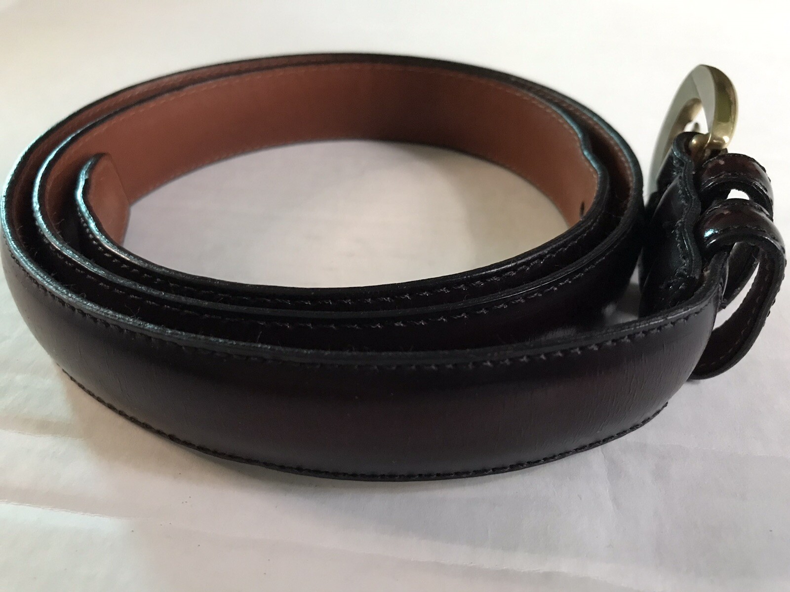 VTG Peterborough Row Belt Red Brown Leather Mens Size 36 Bloomingdales