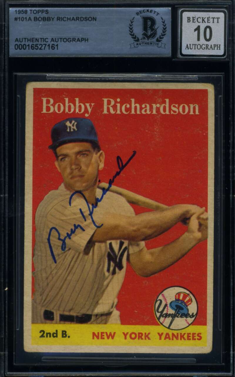 Bobby Richardson Gem Mint 10 Beckett BAS Signed 1958 Topps Autograph 1