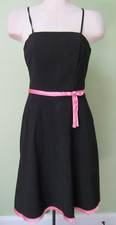 VINTAGE 1980'S VINTAGE BYER TOO LITTLE BLACK DRESS W/ PINK RIBBON / SIZE 9