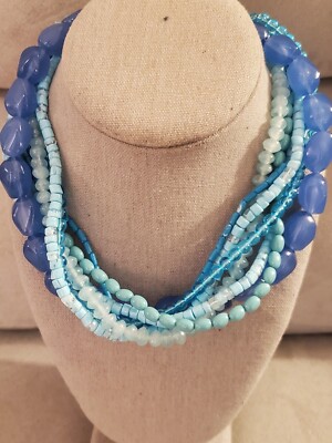 Blue Turquoise 2010s Department Store Beaded Torsade Necklace
