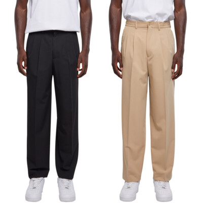 Urban Classics Wide Fit Pants Herren Hose Buntfalte Stoffhose bequemer Loose Fit