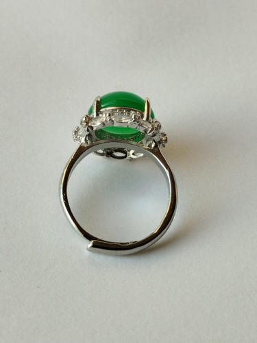 Natural Jade, Sapphire in Solid 925 Sterling Silver Ring Fine Jewellery Size O - Picture 2 of 8