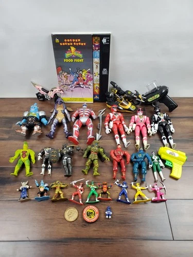 Vtg 90s MMPR Power Rangers Figure Book Accessory Vehicles Part Lot Bandai