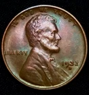 1932 D Lincoln Wheat Penny Cent ~About Uncirculated~ *Wild BLUE Toned*
