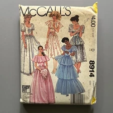 Vtg 1984 McCalls 8914 MISSES TIER GOWN DRESS PATTERN PROM Sz 8-10-12 Uncut