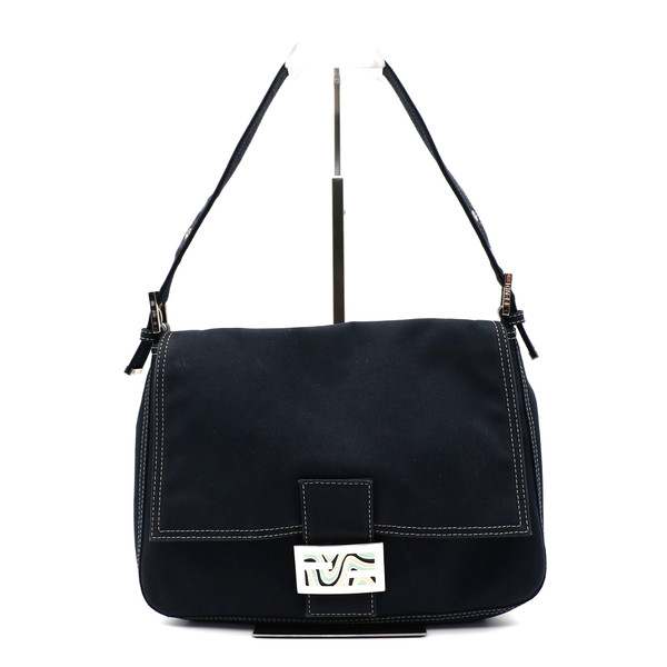 FENDI Mamma Baguette Navy Denim Shoulder Bag Crossbody