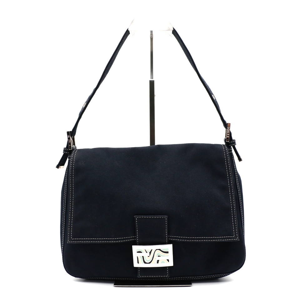 FENDI Mamma Baguette Navy Denim Shoulder Bag Crossbody